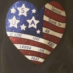 Large Black Canvas Tote with American Flag Heart shaped design